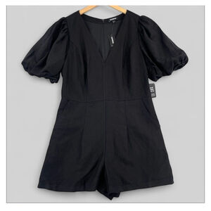 Express New!! Linen Blend Black Essential Summer Romper
